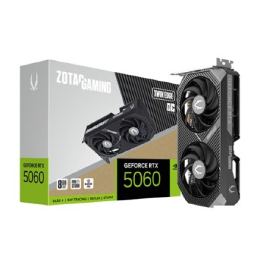ZOTAC GAMING GeForce RTX 5060 Ti Twin Edge OC Graphics Card, 8GB GDDR7 128-Bit Memory, 2602 MHz Engine Clock, 28 Gbps Memory Clock, 4608 CUDA Cores, PCI Express 5.0 x8 | ZT-B50610H-10M
